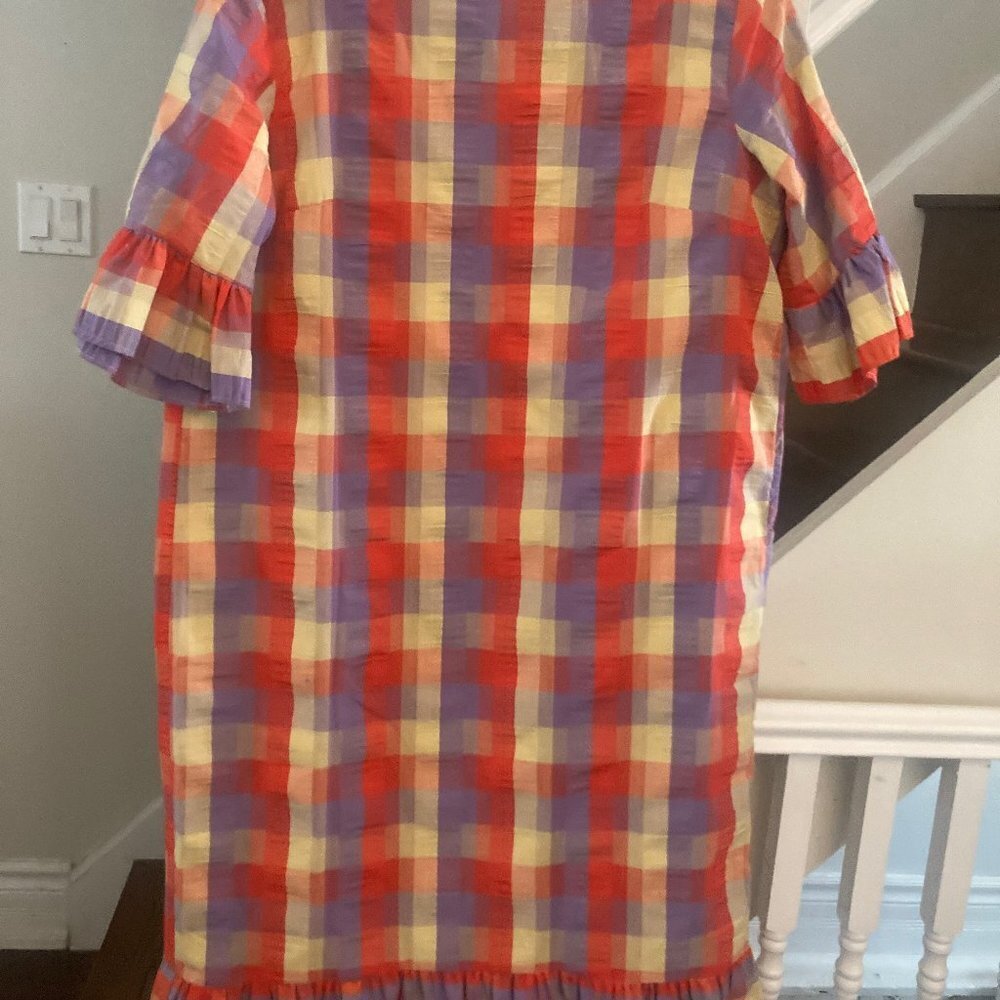Plaid Dress with Ruffle Hem - Picture 1 of 11